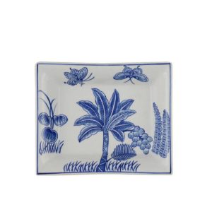 Ashtray White Blue Jungle Palmier ( set of 2 )